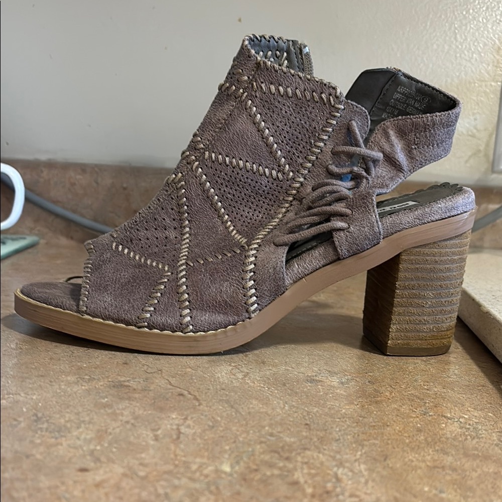 Not Rated Brown Chunky Heel Open-Toe Booties *worn 1X*